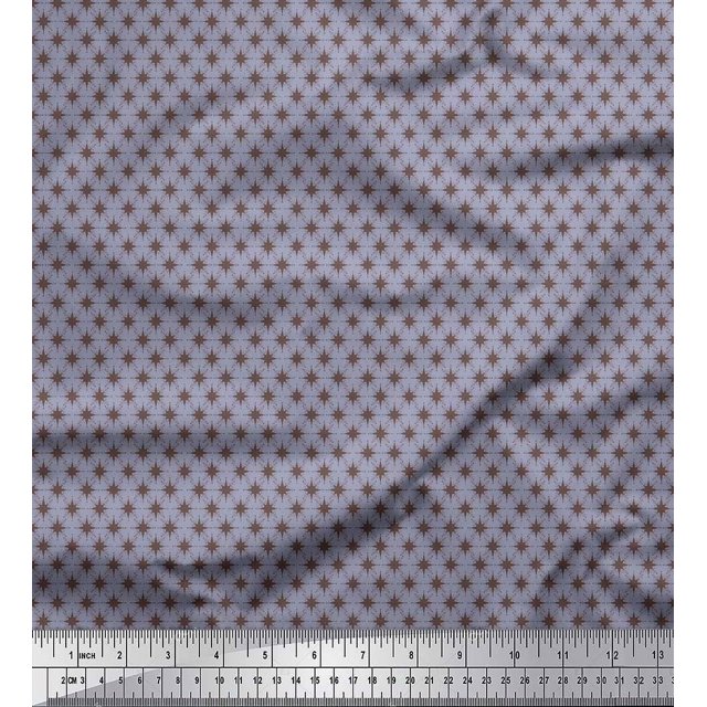 Soimoi Gray polyester Crepe Fabric Geometrical Star Geometric Print Fabric by Yard 42 Inch Wide