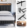 thumbnail image 5 of Full/Queen/King Size Bed Frame with Storage Headboard, Industrial Upholstered Platform Bed Frame with LED Headboard and USB outlets, Strong Frame Slats Support, Easy Assembly, Black, 5 of 9
