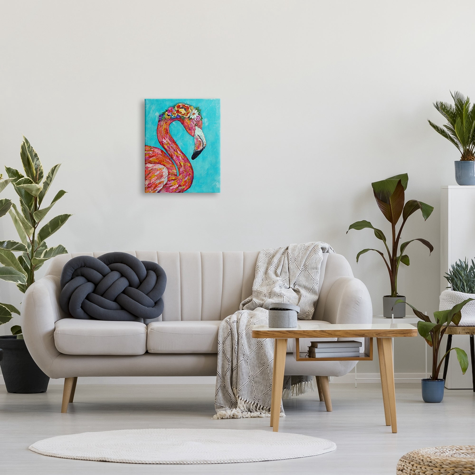 Stupell Industries Floral Flamingo Bird Bold Saturated Blossoms Collage Painting Gallery Wrapped Canvas Print Wall Art, Design by Lisa Morales