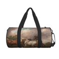 thumbnail image 2 of Fotbe Three Horses Oil Painting Pattern Foldable Sports Gym Bag with Wet Dry Pocket, Ultralight Travel Bag, Large Capacity Duffel Bag, Splash Proof Carry on Bag, Overnight Bag, Weekender Bag, 2 of 8
