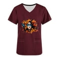 thumbnail image 5 of lcziwo Mardi Gras Scrub Tops for Women 2025 Nursing Uniforms Scrubs with Side Pockets Summer Casual Short Sleeve V Neck Tshirts Wine S Hoy Oferta Flash, 5 of 6