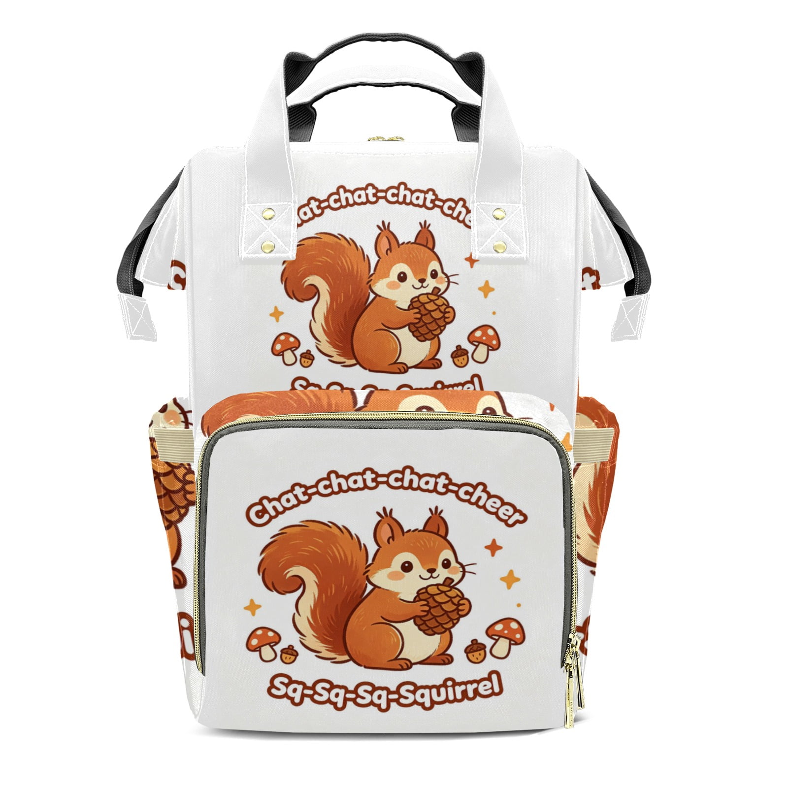 Cute Cartoon Squirrel Diaper Backpack, Large Capacity Mummy Bag with Insulated Bottle Pocket, Water Resistant Multi-Pocket Baby Diaper Bag Backpack for Travel & Daycare