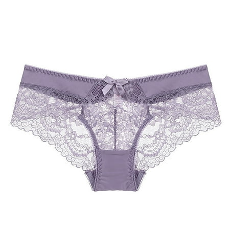 uublik Women s Briefs High Waist Breathable Briefs Soft Underpants Ladies Stretch Panties Womens Lace Underwear Purple