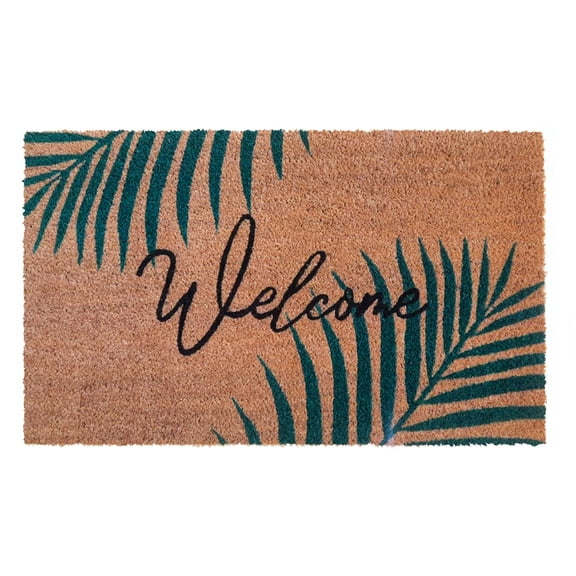 RugSmith Multi Machine Tufted Welcome Palm Leaves Doormat, 18"x30"