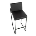 thumbnail image 3 of LumiSource Black Steel, Black PU Fuji High Back Barstool - Set of 2, 3 of 8