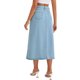 thumbnail image 3 of Falda de mezclilla midi de mujer Inspire Chic, de cintura alta, con corte en el muslo, en azul claro, talla S, 3 of 6