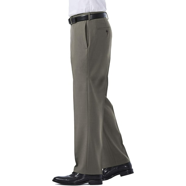 Haggar Mens eCLo Stria Expandable-Waist Plain-Front Dress Pant - Walmart  Business Supplies