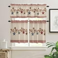 thumbnail image 2 of Country Star Live Laugh Love 3 Piece Kitchen Curtains Tiers and Valances Set, Rustic Berries Pine Cones Red Plaid Rod Pocket Short Window Treatment Tiers Curtains Panel and Valance for Cafe Bathroom, 2 of 5