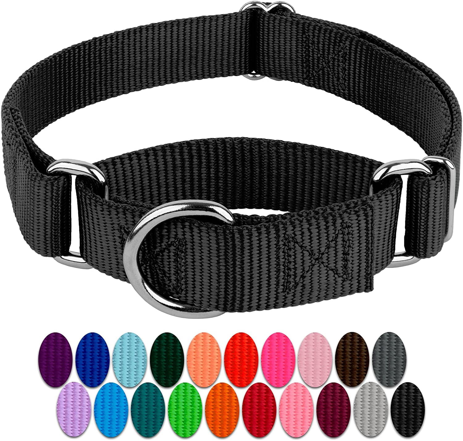 HSHDLDF Collier pour Chien en Nylon Robuste Martingale (Moyen (Lot de 1), Noir)