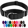 thumbnail image 1 of LAICAIW-Black Martingale Heavy Duty Nylon Dog Collar-21 Vibrant Color Options (3/4 Inch Width, Small), 1 of 7