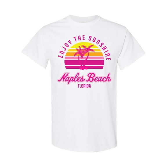 Inktastic Summer Enjoy the Sunshine Naples Beach Florida in Pink T-Shirt