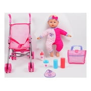 Gi-Go Dream Collection 14 Inch Girl Baby Doll with Stroller Set