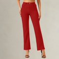 thumbnail image 6 of MVRLSH Womens Yoga Pants Soft Petite Size Button Stretch Pull On Lightweight Work Dress Slacks With Storage Pockets Leggings for Women Running Gym and Workout Red - XXL, 6 of 7