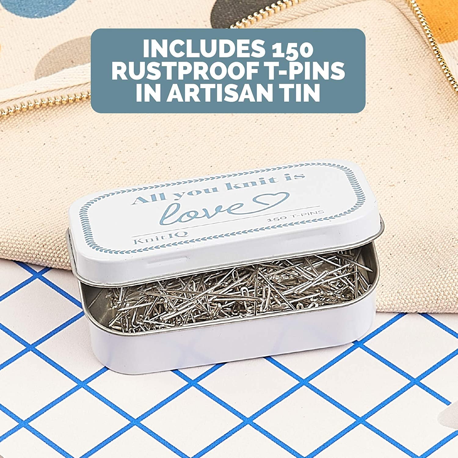 KnitIQ T-Pins for Blocking, Knitting & Sewing, Stitch Design – KnitIQ