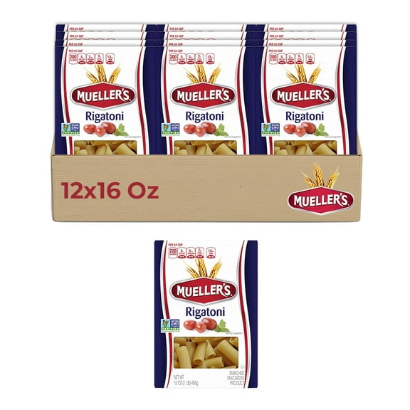 Mueller’s Tortiglioni (12-Pack, 16 oz Each) – Classic Italian Pasta with a Twist – Perfect for rich, hearty sauces and baked pasta dishes, this thick, ridged pasta holds flavors beautifully.