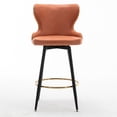 thumbnail image 4 of BTMWAY 180° Swivel Bar Stools Sets of 2, Thickened Leather Fabric Upholstered Counter Height Bar Chairs with Gold Nailhead Trim and Metal Legs, Counter Stools with Button Tufted Wing-Back, Orange, 4 of 9