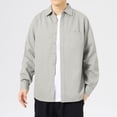 thumbnail image 1 of Blusa y camisa de manga larga con cuello vuelto para hombre, informal, de color liso, con botones, de manga larga y cuello vuelto, de poliéster., 1 of 6