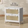 thumbnail image 3 of 2-Drawer Rattan Filing Cabinet with Lock, White Boho Office Storage Cabinet with Adjustable Hanging Bar for Letter & Legal Files, Printer Stand for Home Office or Living Room, 3 of 7