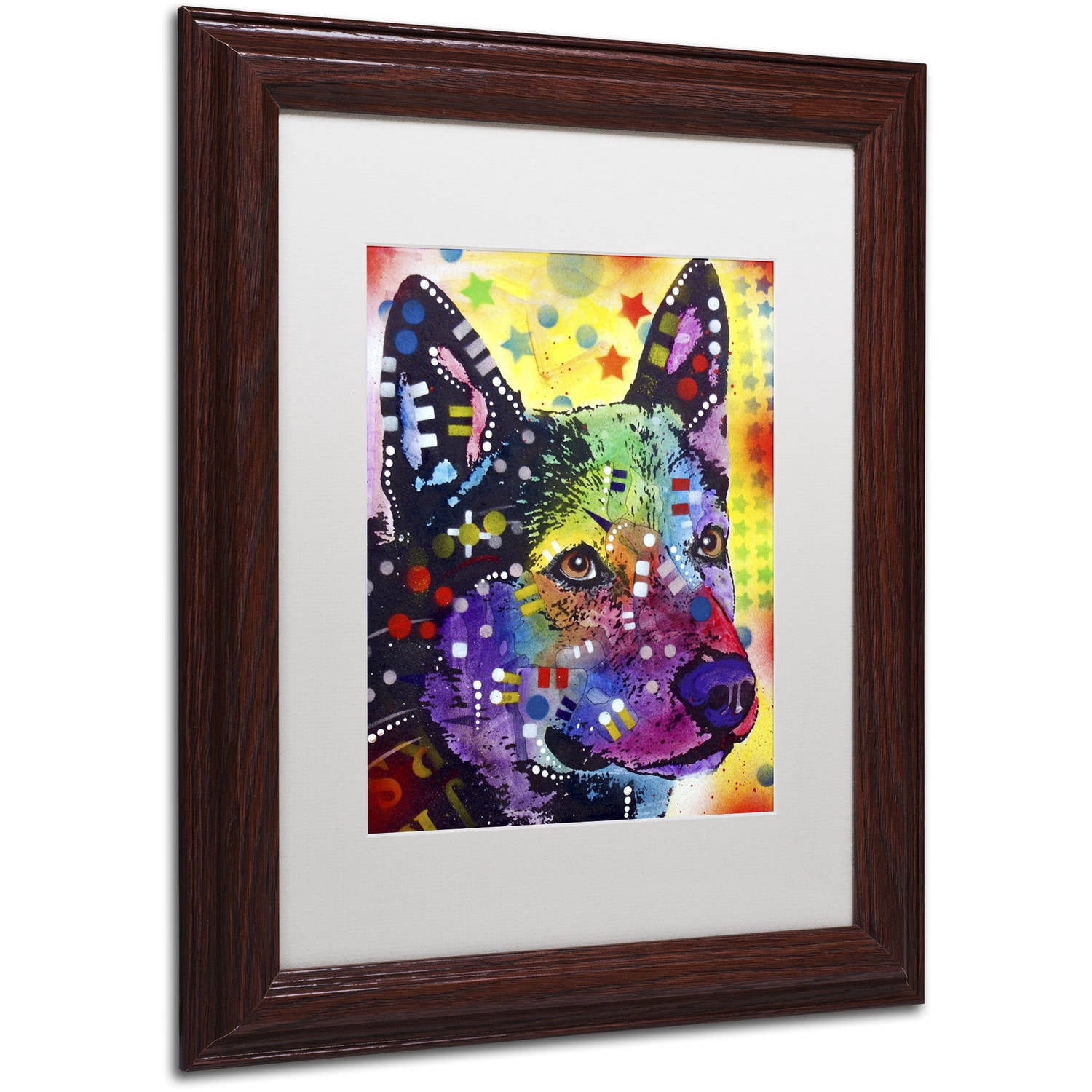 Trademark Fine Art "Aus Cattle Dog" Canvas Art by Dean Russo, White Matte, Wood Frame