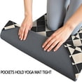 thumbnail image 3 of Black Beige Checkerboard Checkered Pattern Hot Yoga Mat Towel Non Slip for Hot Yoga - Quick-Drying Yoga Mat Cover with 4 Corner Pockets with Travel Bag - Hot Yoga Towel Non Slip 70"x26", 3 of 6