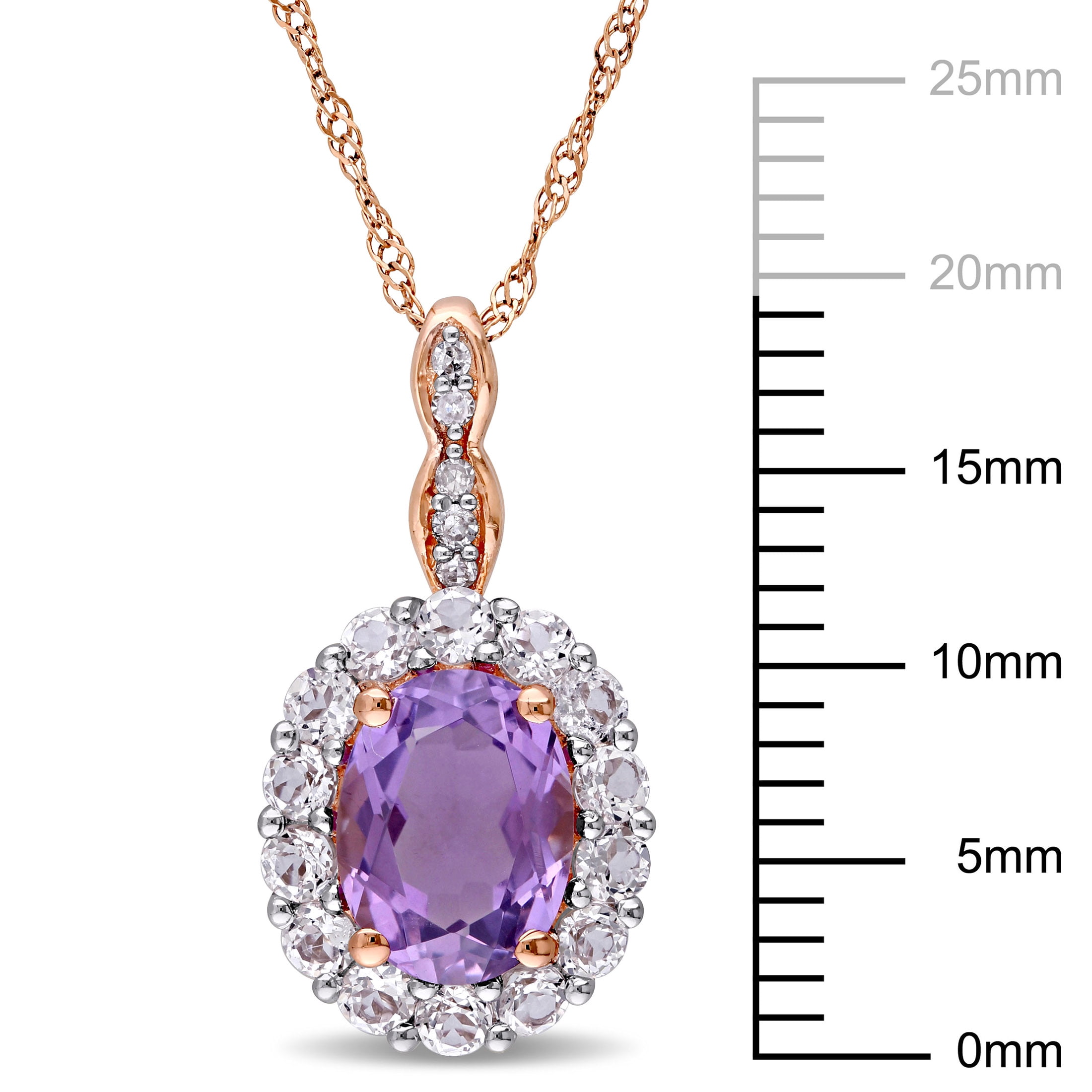 Everly Women's 1-5/8 Carat T.G.W. Amethyst White Topaz and Diamond Accent 14kt Rose Gold Vintage Halo Pendant