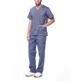 thumbnail image 3 of Dagacci Medical Uniform Unisex Men and Women V-Neck Utility Cotton Scrub Set (Pewter Gray,L), 3 of 5