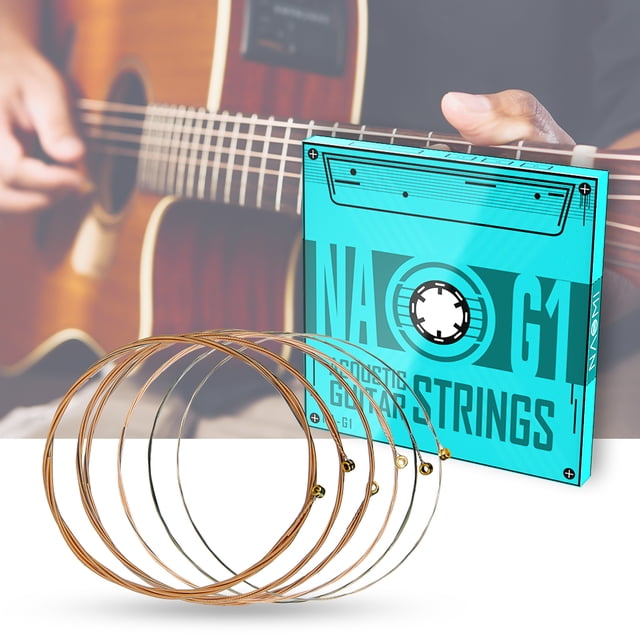 Juego de 6 cuerdas para guitarra acústica con núcleo hexagonal y recubrimiento protector - Tensión suave NA-G1
