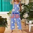 thumbnail image 2 of JULMCOMO American Flag Jumpsuits for Women Independence Day Cotton Linen Summer Patriotic Rompers 250th Year Wide Leg Sleeveless Stars Stripes Pants with Pockets Sky Blue M, 2 of 6