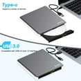 thumbnail image 3 of Unidad de DVD externa, grabadora de DVD, lector de disco externo USB-C para Mac con 2 ranuras USB y TF/SD, reproductor de DVD externo para Apple Laptop MacBook Windows 11 10 PC Linux OS, 3 of 5