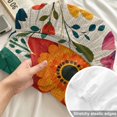 thumbnail image 4 of Twin Sze Fitted Sheet Set - Red Teal Floral Boho 2 Piece Bedding Sets 16" Deep Pocket Fitted Sheet with 1 Pillowcase, Summer Spring Flowers Botanical Brushed Microfiber Hotel Luxury Bed Sheets, 4 of 9