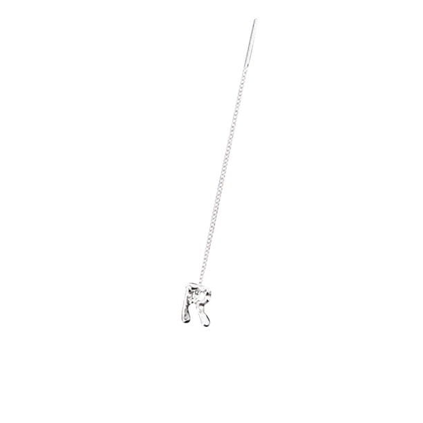 Pendientes brillantes con alfabeto, cadena para la oreja con diseño de corteza simple de 26 letras.