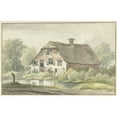 thumbnail image 3 of Egbert van Drielst 14x11 Black Modern Framed Museum Art Print Titled - Farm with Thatched Roof (1755 - 1818), 3 of 5
