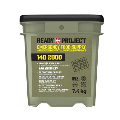 Ready Project Contenant d'Alimentation d'Urgence de 14 Jours 7,2 kg - Total 28000 Calories