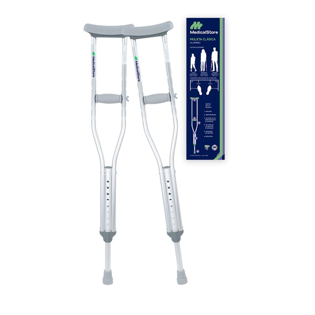 uego De 2 Muletas Axilares de Aluminio Premium Medical Store Soporta hasta 135 Kilos