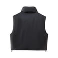 thumbnail image 2 of Chaleco de piel sintética para mujer, chaqueta elegante con cremallera, cuello alto, color negro, a la moda, otoño e invierno, 2023, 2 of 5