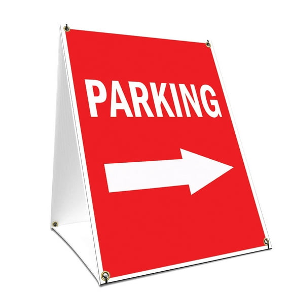A-frame Sidewalk Parking With Arrow Sign With Graphics On Each Side | 24" X 36" Print Size