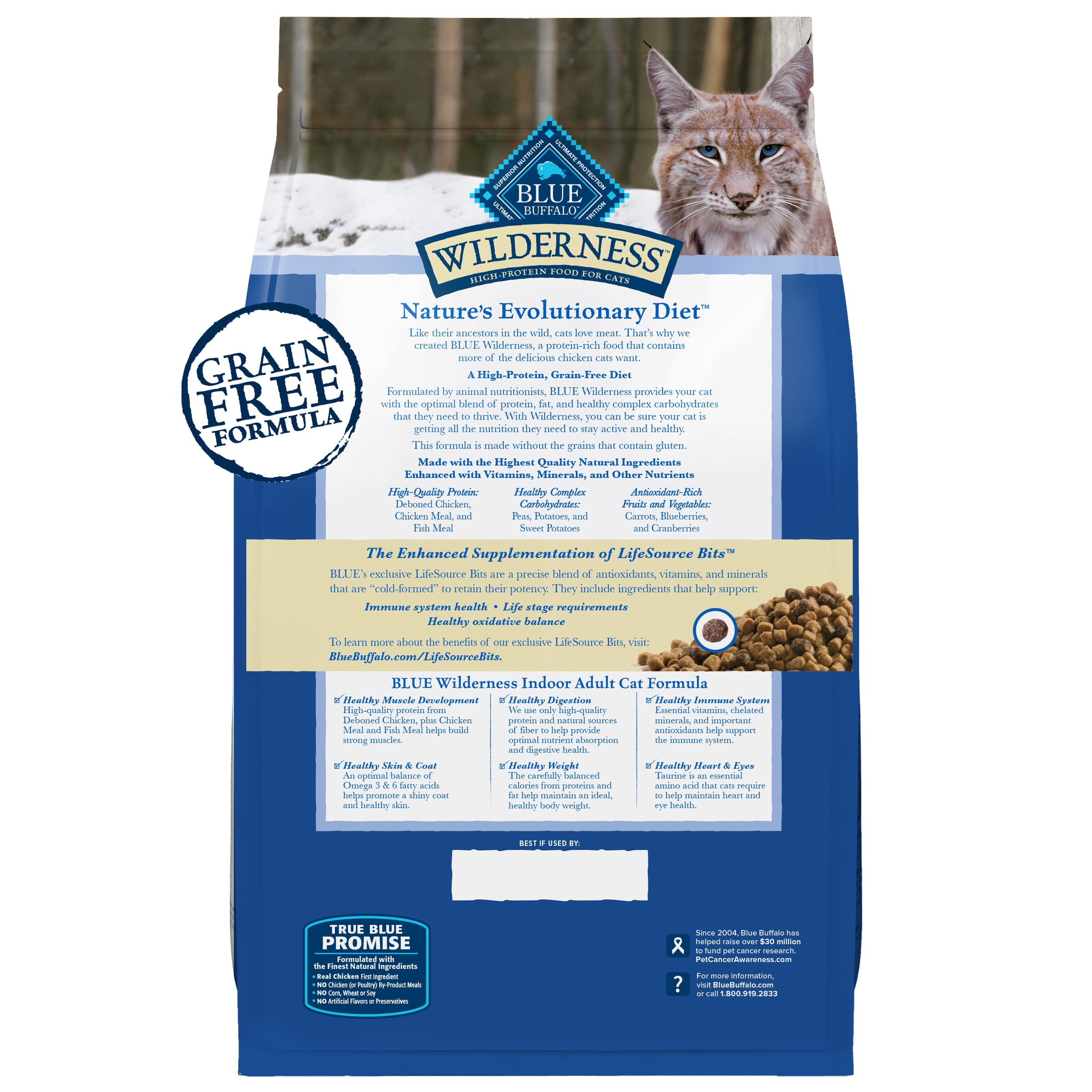 Blue Buffalo Wilderness Natural High-Protein, Grain-Free Dry Cat Food, Chicken, 9.5-lb. Bag
