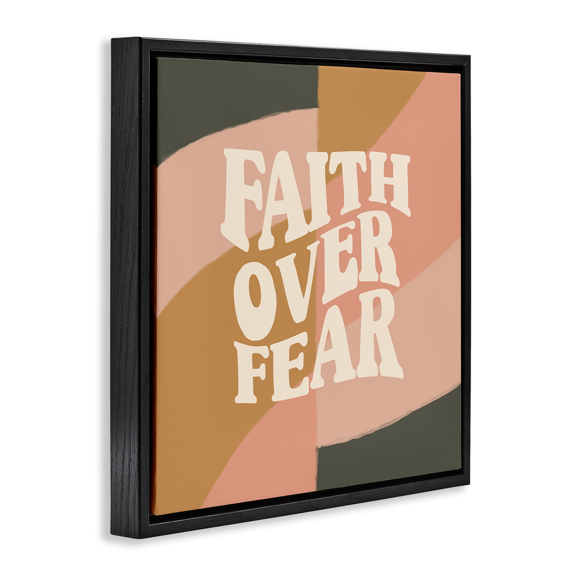 Stupell Industries Faith Over Fear Religious & Spiritual Painting Black Floater Framed Canvas Art Print Wall Art, 18 x 18
