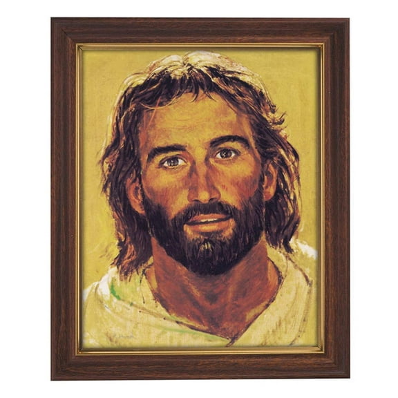 Gerffert Christian Wall Art in Mahogany Toned Wood Frame, 10 x 12.5-Inch, Hook - The Head of Christ