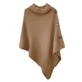 thumbnail image 4 of Lovskoo Sweaters for Women Fall Trendy Turtleneck Button Irregular Long Sleeve Casual Pullover Blouse Sweater Khaki, 4 of 5
