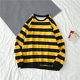 thumbnail image 2 of "2022 Clearance!" Olyvenn Autumn Winter Crew Neck Stripe Sweatshirt Pullover Tops Long Sleeved Womens Top Plus Size Loose Casual Yellow XL, 2 of 3