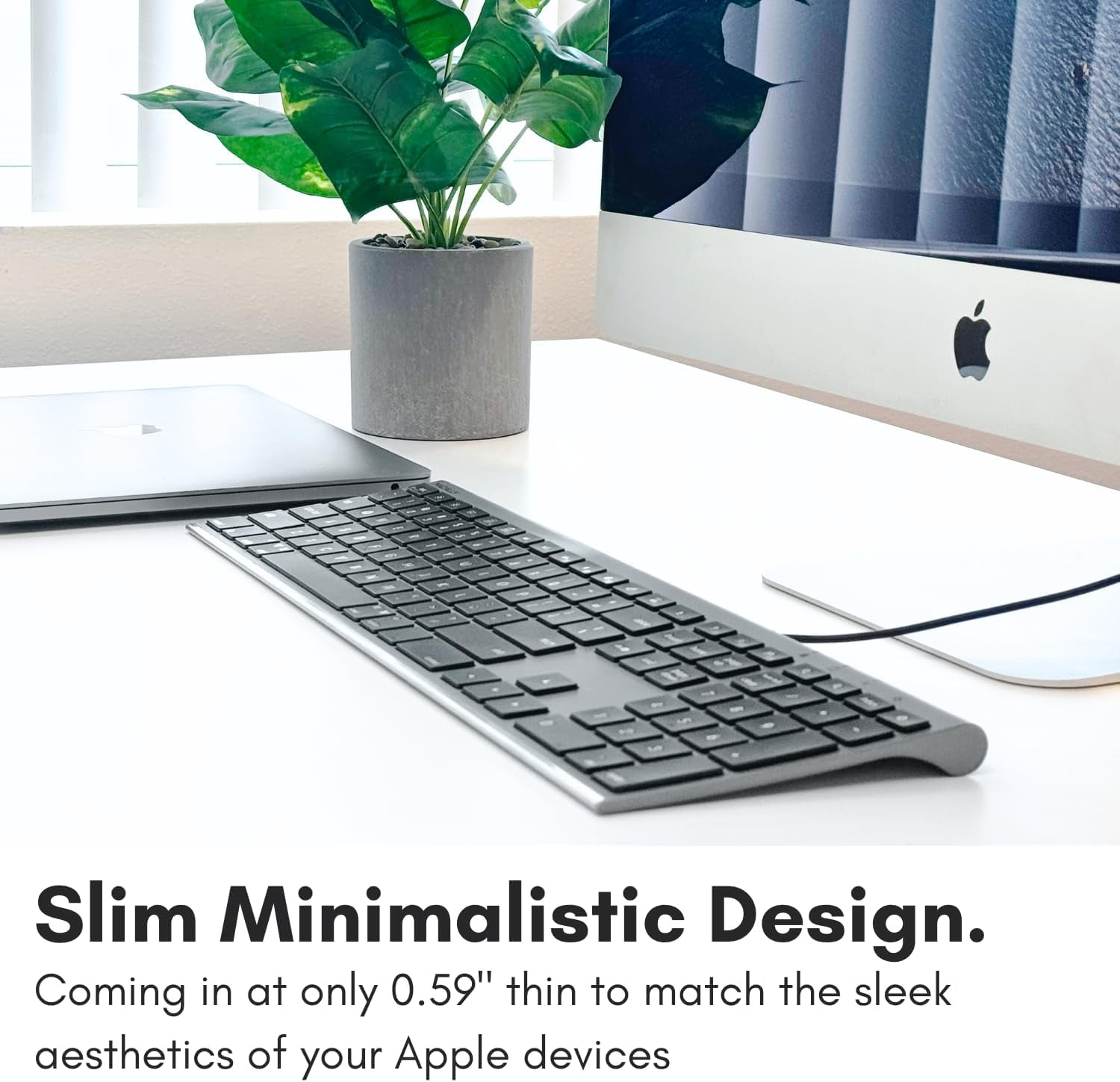 Macally USB C Keyboard (Upgraded) - Dual USB A + C Plug - Wired Keyboard for Mac - Ultra Slim, 20 Shortcuts, 110 Scissor Keys