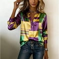 thumbnail image 2 of Asxite Womens Summer Tops Casual Fashion Print Lapel Collar Button Down Breathable Long Sleeve Shirts, 2 of 7