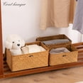 thumbnail image 7 of Storage Basket with Lid, Natural Seagrass Bin with Lid Set of 3, Shelf Baskets Multipurpose Container for Boho Decoration, Rectangular Household Storage Boxes for Home Organization, 7 of 7