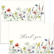 Gooji 4x6 Midsummer Floral Thank You Cards with Envelopes (Bulk 20-Pack) Matching Peel-and-Seal Rustic Envelopes | Assorted Bulk, Watercolor Wildflower | Birthday Party, Baby Shower, Weddings