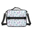 thumbnail image 2 of Butterfly and Blue Purple White Pattern Insulated Lunch Bag with Shoulder Strap and Bottle Holder,Bento School Lunch Bag Box,11x9.5x3.5 Inches, 2 of 5