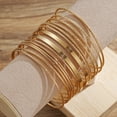 thumbnail image 2 of TNOBHG Gold Glossy Bracelet Vintage Irregular Bracelet Set Exaggerated Wide European Retro American Personalized Gold Glossy Zinc Alloy Bangle for Women, 2 of 8