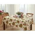 thumbnail image 4 of Christmas Red Holly Traditions Floral Print 60 x 84 inch Rectangle Vinyl Flannel Back Dining Tablecloth, 4 of 10