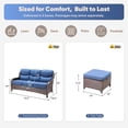 thumbnail image 2 of Giantfurnni Patio Furniture Sets 3-Piece Wicker Weatherproof Outdoor Conversation Sets with Sofa and Ottomans, Brown and Blue, 2 of 8