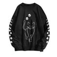 thumbnail image 3 of Women Oversize Sweatshirts 2026 Cute Cartoon Cat Print Long Sleeve Crew Neck Casual Y2K Pullover Tops Black, 3 of 5